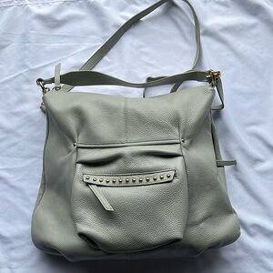 Oversized Pebbled Leather Hobo White Crossbody Handbag /Coquette Purse